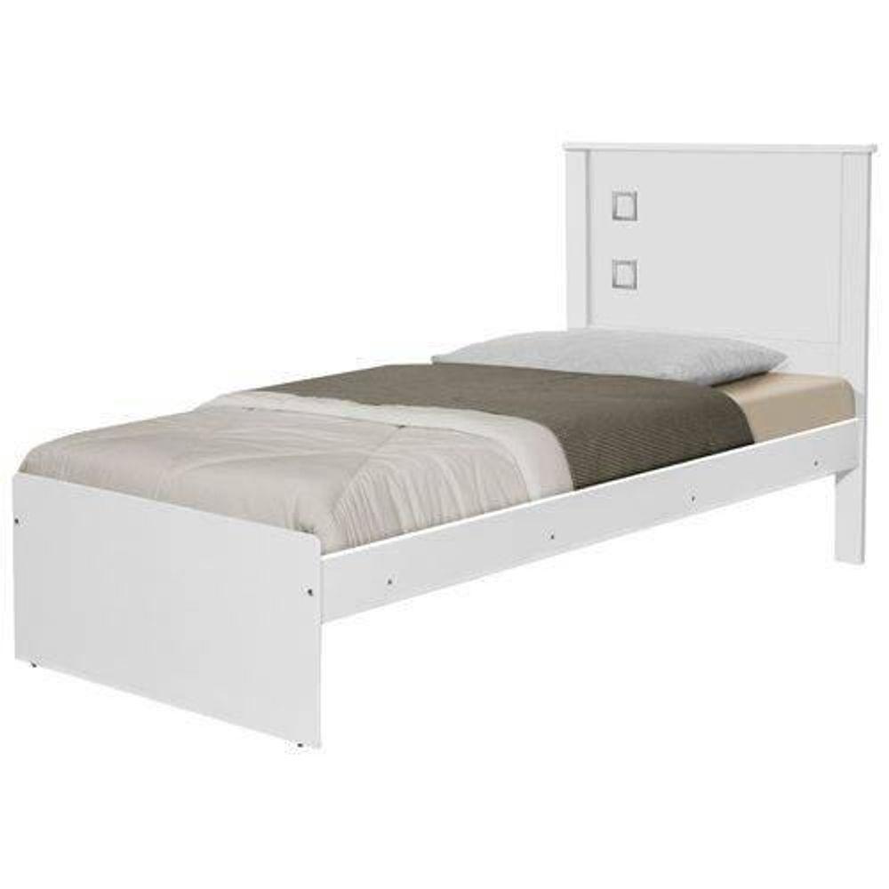 Cama Solteiro Barcelona Branco Com Colchão - 1