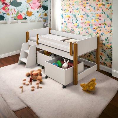 Cama Paty Branco-mel C- 2 Nichos E Escadinha