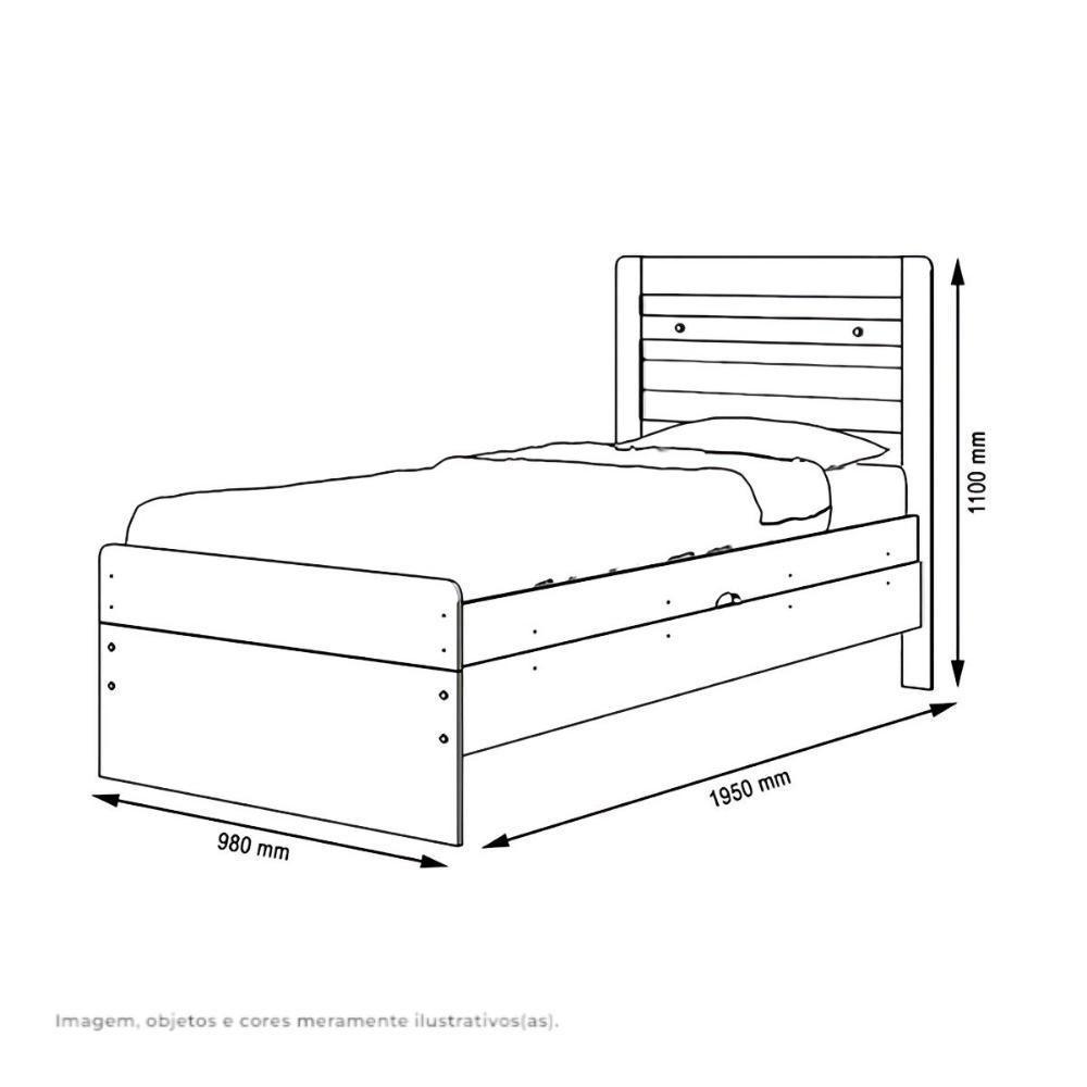 Cama Solteiro Baú Larissa Branca Framar - 3