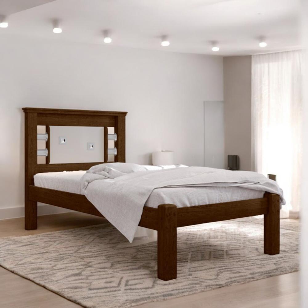 Cama Solteiro Com Cabeceira Flex Lavínia Malbec E Off White - 1