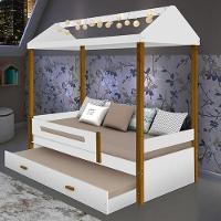 Cama Solteiro Sara Branca Com Cama Auxiliar E Led - 1
