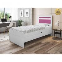 Cama Solteiro Larissa Branca E Rosa Com Colchão Framar - 1