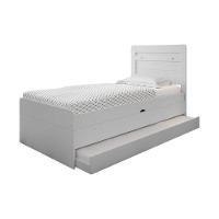 Cama Solteiro Larissa Com Cama Auxiliar Branco E Dois Colchões - Framar Móveis - 1