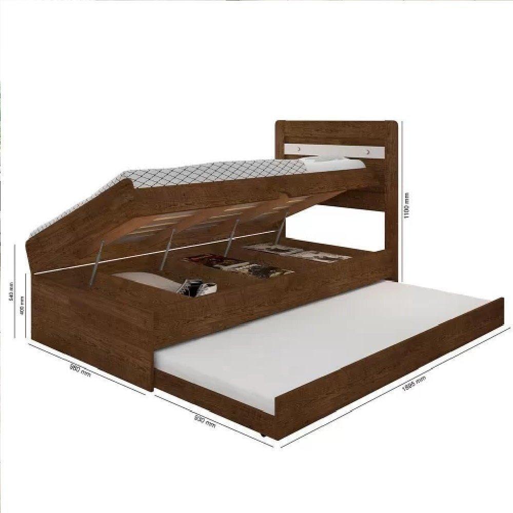 Cama Solteiro Larissa Malbec E Off White Com Auxiliar E Dois Colchões Framar - 2