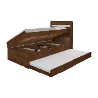 Cama Solteiro Larissa Malbec E Off White Com Auxiliar E Dois Colchões Framar - 1