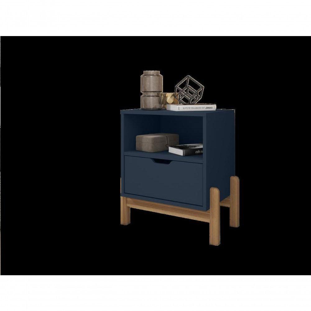 Mesa De Cabeceira C- Nicho E Gaveteiro Porta Itens Aurora Azul Cobalto - 2