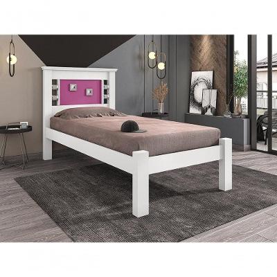 Cama Solteiro Reversível Lavínia Branca E Rosa Framar Móveis