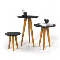 Conjunto 3 Mesas Laterais Pés Palito Em Madeira 4305 Sala Preto Fosco - 2