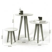 Conjunto 3 Mesas Laterais Pés Palito Em Madeira 4305 Sala Preto Fosco - 4