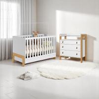 Conjunto Infantil Alegria Branco Acetinado: Berço Mini Cama + Cômoda + Guarda-roupa - 1
