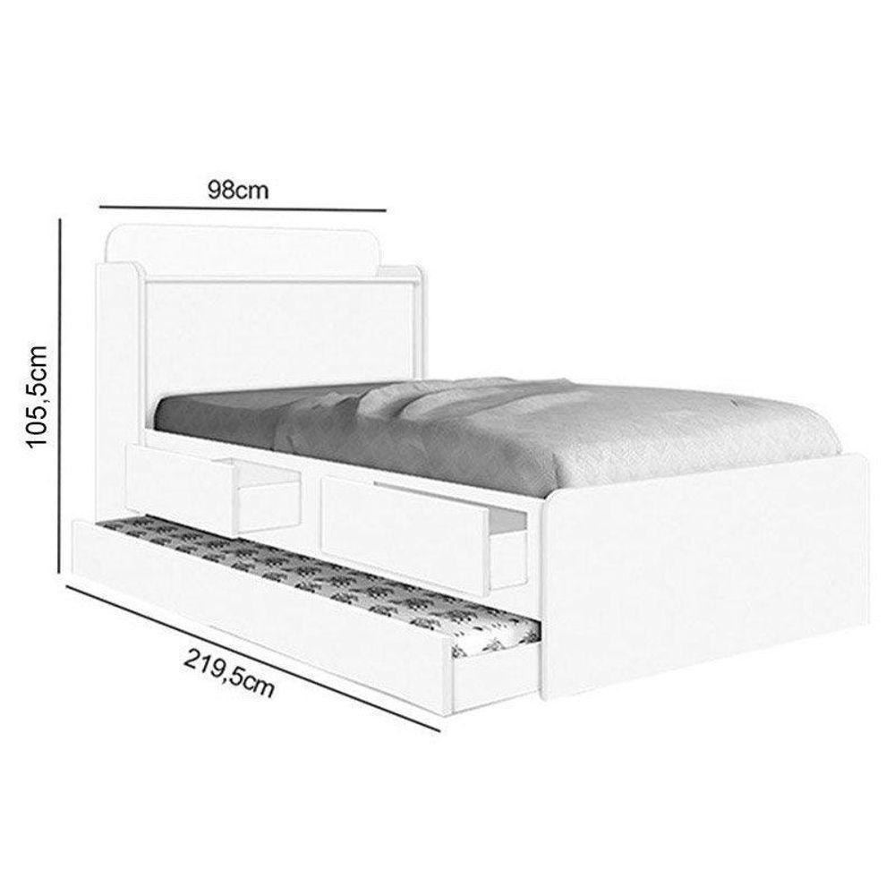 Cama Tamires Branco Com Auxiliar E 02 Colchões - 3