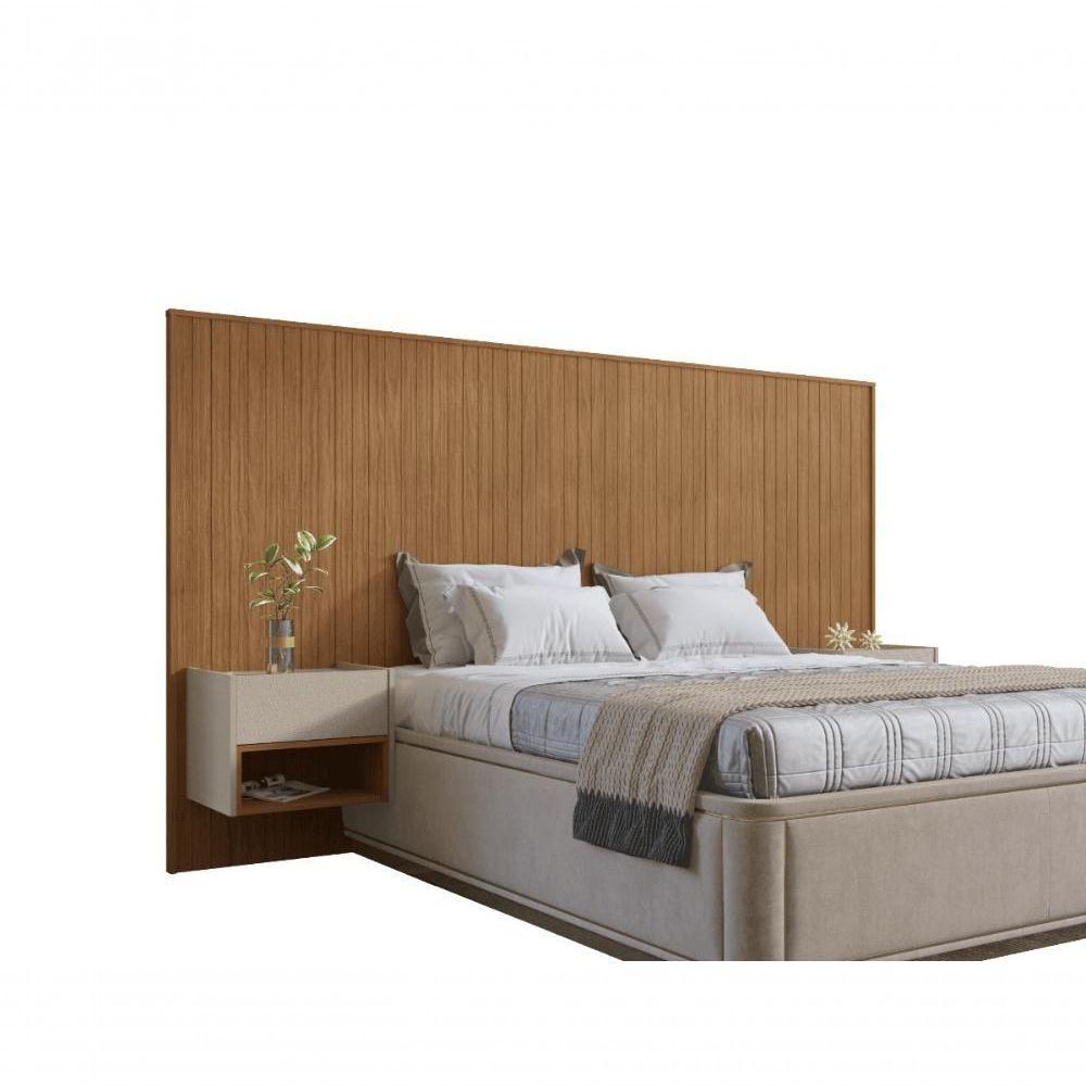 Conjunto Cabeceira Florença Casal Queen Com Cômodas Laterais Cedro - 2
