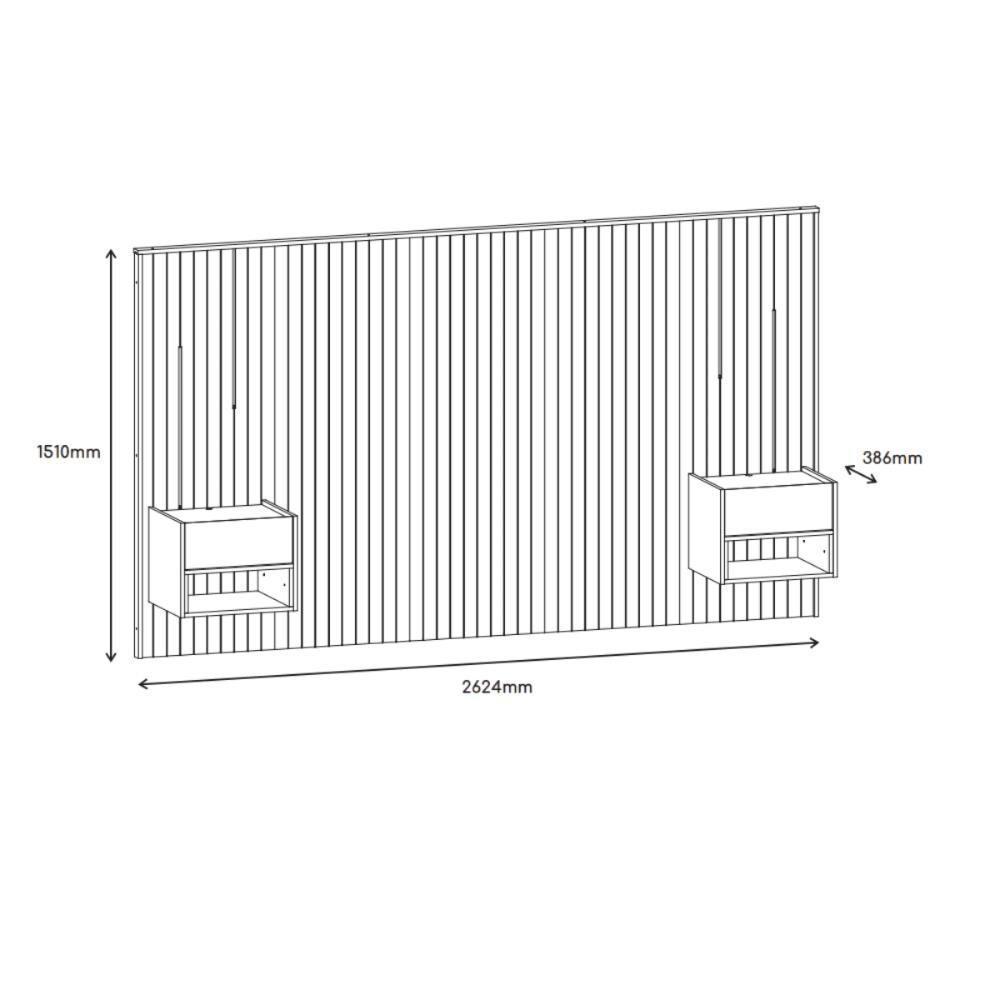 Conjunto Cabeceira Florença Casal Queen Com Cômodas Laterais Cedro - 3