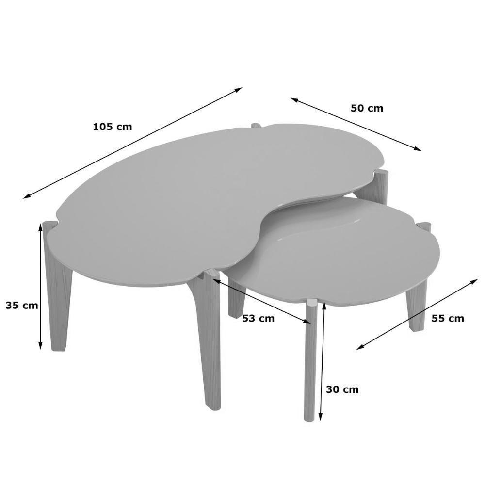 Conj. Mesas De Centro 105cm + 55cm - Verde Floresta-freijo - 3