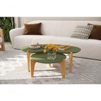 Conj. Mesas De Centro 105cm + 55cm - Verde Floresta-freijo - 1