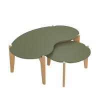 Conj. Mesas De Centro 105cm + 55cm - Verde Floresta-freijo - 2