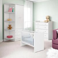 Conjunto Infantil Aurora Branco-branco: Berço Aurora + Cômoda Aurora + Guarda-roupa Aurora - 1
