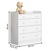 Conjunto Infantil Aurora Branco-branco: Berço Aurora + Cômoda Aurora + Guarda-roupa Aurora - 9