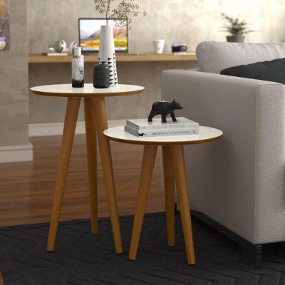 Conjunto 2 Mesas 4202 Pés Palito Ofertamo Sala Off White-freijo