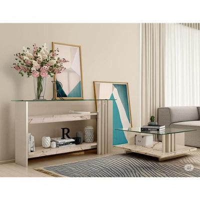 Conjunto Com Aparador E Mesa De Centro Kassia Calacata Off-white