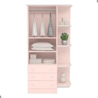 Conjunto Infantil Aurora Rosa Acetinado: Berço + Kit Rodízios + Cômoda + Guarda-roupa - 3