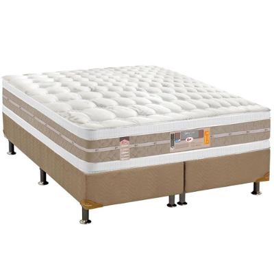 Cama Box Queen: Colchão Molas Castor Pocket Silver Star Air + Base CRC Suede Bege(158x198)