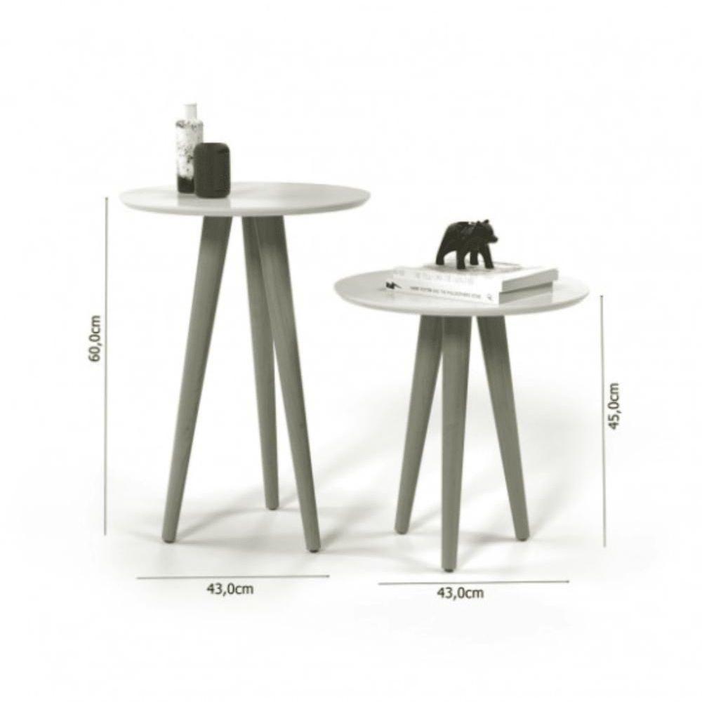 Conjunto 2 Mesas Laterais Pés Palito Em Madeira 4301 Sala Preto Fosco - 4