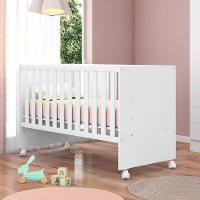 Conjunto Infantil Aurora Branco-branco: Berço Aurora + Rodízios + Guarda-roupa Com Cômoda Aurora - 8