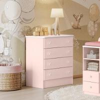 Conjunto Infantil Aurora Rosa Acetinado: Berço Aurora + Cômoda Aurora + Guarda-roupa Aurora - 8