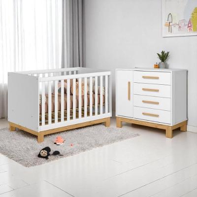 Conjunto Infantil Luar Branco Acetinado: Berço Luar Mini Cama + Cômoda Luar