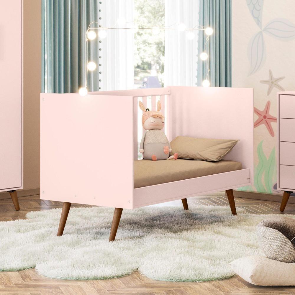 Conjunto Infantil Retrô Rosa Orion: Berço Orion Mini Cama + Cômoda Luma - 7