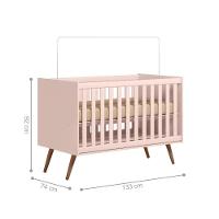 Conjunto Infantil Retrô Rosa Orion: Berço Orion Mini Cama + Cômoda Luma - 5