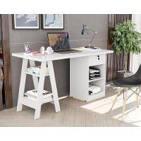 Escrivaninha Cavalete 2 Prateleira 2 Nichos 1 Gaveta Bali Branco - Carmolar - 1