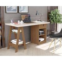 Escrivaninha Cavalete 2 Prateleira 2 Nichos 1 Gaveta Bali Off White-canela - 2