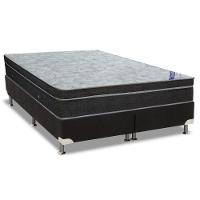 Cama Box King: Colchão Molas Ortobom Nanolastic Light Selado + Base Crc Suede Black(186X198) - 1