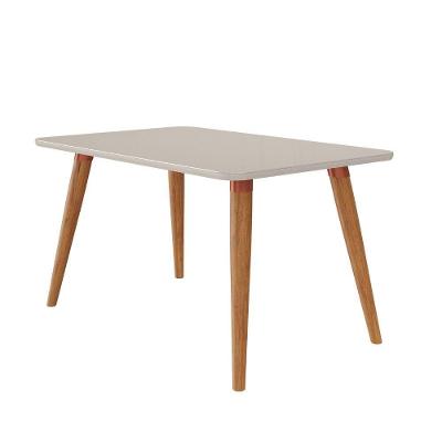 Mesa De Jantar 130 Cm Tampo MDF/Vidro Adele Cimol Nature/off White