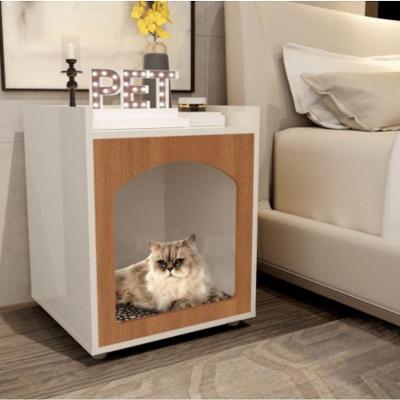 Mesa Cabeceira Casinha De Cachorro-gato Pet Off White-freijó