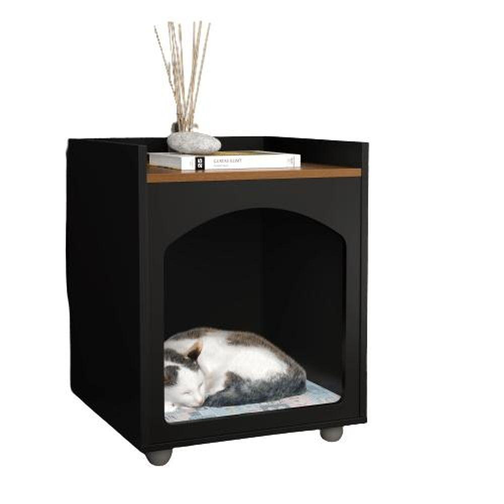 Mesa De Cabeceira Casinha De Cachorro-gato Pet Preto-freijó - Ofertamo - 2