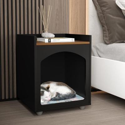 Mesa De Cabeceira Casinha De Cachorro-gato Pet Preto-freijó - Ofertamo
