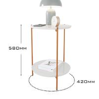 Mesa De Apoio Lateral Duda Off White Com Pés De Ferro Bronze - 3