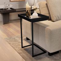 Mesa De Apoio Lateral Sala De Estar 4876 Preto Pé De Ferro Preto - 1