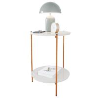 Mesa De Apoio Lateral Nina Off White Com Pés De Ferro Bronze - 2