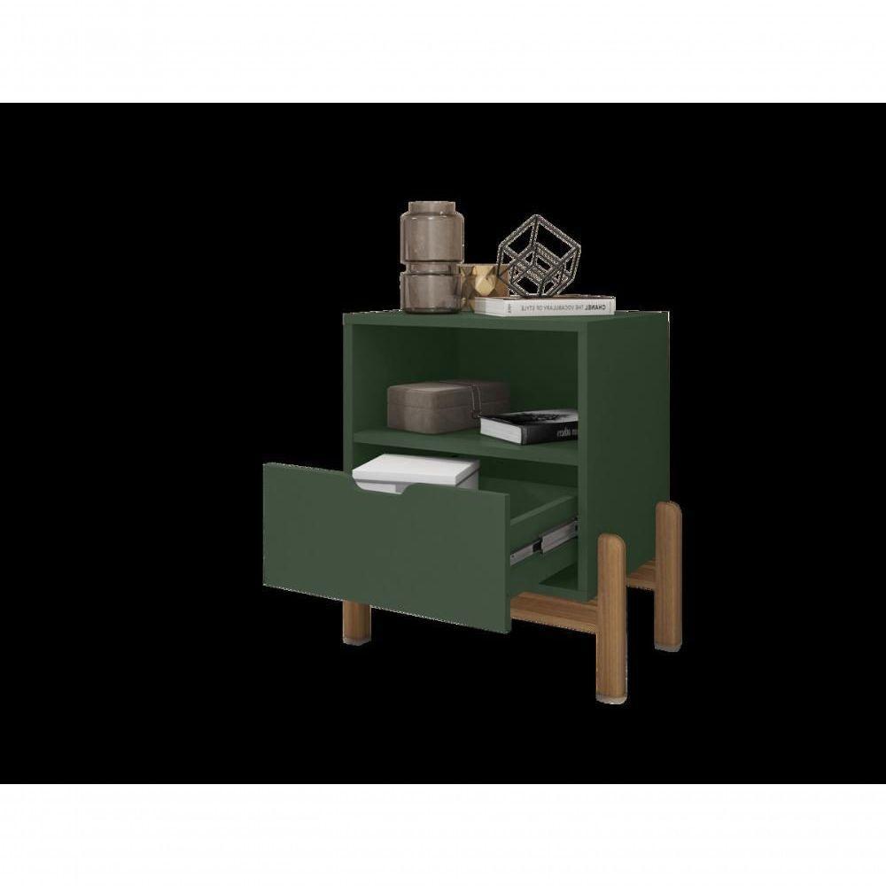 Mesa De Cabeceira C- Nicho E Gaveteiro Porta Itens Aurora Verde Oliva - 5