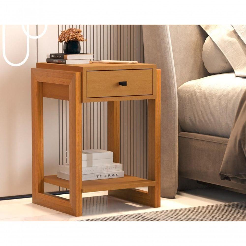 Mesa De Cabeceira 1 Gaveta E Prateleira 1661 Nature Fosco - 1