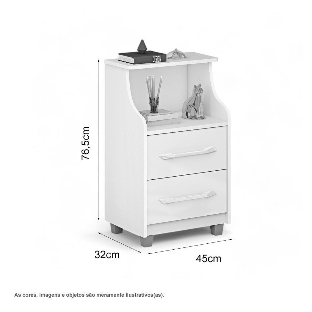 Mesa De Cabeceira Com 02 Gavetas Quebéc Freijó E Off White - 3