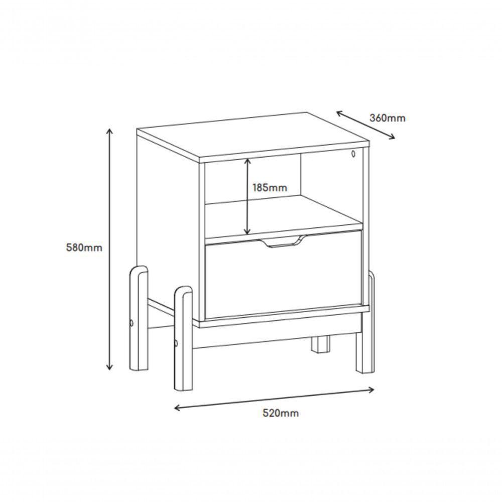 Mesa De Cabeceira C- Nicho E Gaveteiro Porta Itens Aurora Off White - 6