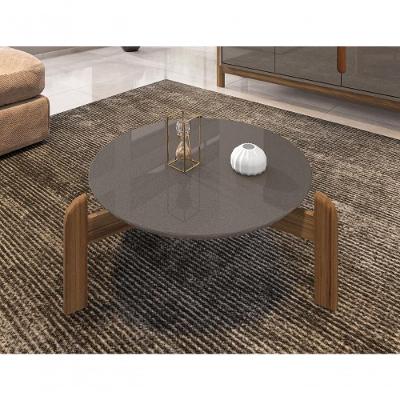 Mesa De Centro Circular Para Sala De Estar Lizz Cinza Perola-cedro