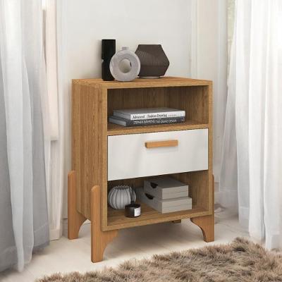 Mesa De Cabeceira Elegante Com Gaveta Onix Freijó E Off