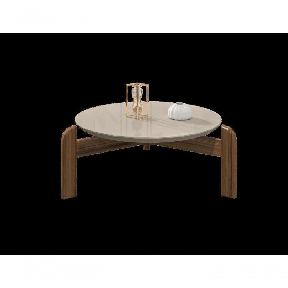 Mesa De Centro Circular Para Sala De Estar Lizz Off-white-cedro - 4