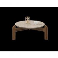 Mesa De Centro Circular Para Sala De Estar Lizz Off-white-cedro